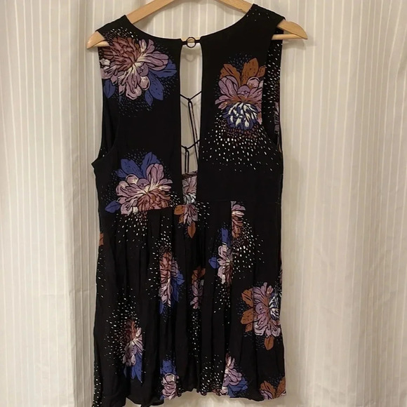 Free People - Black/Blue/Purple - Floral Mini Dress/Tunic - Size Small - Picture 4 of 6